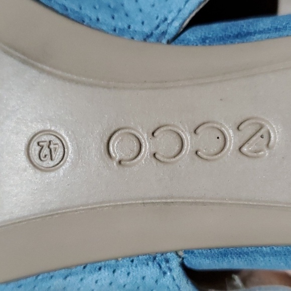 ECCO SHAPE 35 BLOCK SLINGBACK HEELED SANDALS LIGHT BLUE OPEN TOE - Picture 11 of 11